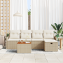 Conjunto de Sofá de Jardín de 6 Piezas con Cojines Beige de Poliratán de , Sofás de exterior - Ref: Foro24-3359477, Precio: 3...