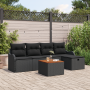 Set de Sofá de Jardín de 6 Piezas con Cojines Negro Ratán Sintético de , Sofás de exterior - Ref: Foro24-3359478, Precio: 365...