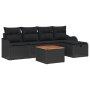 Set de Sofá de Jardín de 6 Piezas con Cojines Negro Ratán Sintético de , Sofás de exterior - Ref: Foro24-3359478, Precio: 365...