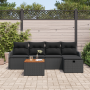 Set de Sofá de Jardín de 6 Piezas con Cojines Negro Ratán Sintético de , Sofás de exterior - Ref: Foro24-3359478, Precio: 365...