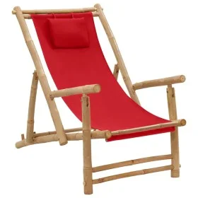 Bamboo and red canvas beach chair by vidaXL, Garden chairs - Ref: Foro24-318597, Price: 51,16 €, Discount: %