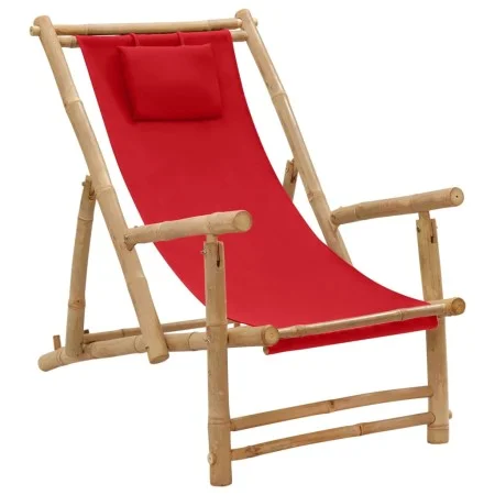 Bamboo and red canvas beach chair by vidaXL, Garden chairs - Ref: Foro24-318597, Price: 51,16 €, Discount: %