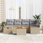 Juego de Sofás de Jardín de 7 Piezas con Cojines Beige Ratán Polimérico de , Sofás de exterior - Ref: Foro24-3359539, Precio:...