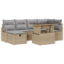 Conjunto de Sofás de Jardín de 7 Piezas con Cojines Beige Ratán Poliéster de , Sofás de exterior - Ref: Foro24-3359797, Preci...