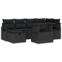 Conjunto de Sofá de Jardín de 7 Piezas con Cojines de Ratán Poliéster Negro de , Sofás de exterior - Ref: Foro24-3359800, Pre...