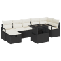 Conjunto de Sofás de Jardín de 8 Piezas con Cojines Ratán Poliéster Negro de , Sofás de exterior - Ref: Foro24-3359804, Preci...