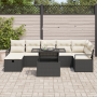 Conjunto de Sofás de Jardín de 8 Piezas con Cojines Ratán Poliéster Negro de , Sofás de exterior - Ref: Foro24-3359804, Preci...