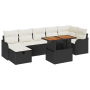 Juego de Sofá de Jardín de 8 piezas con Cojines Ratán Plástico Negro de , Sofás de exterior - Ref: Foro24-3359946, Precio: 50...