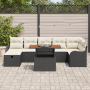 Juego de Sofá de Jardín de 8 piezas con Cojines Ratán Plástico Negro de , Sofás de exterior - Ref: Foro24-3359946, Precio: 50...