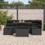 Conjunto de Sofá de Jardín de 7 Piezas con Cojines Negro de Ratán Poliéster de , Sofás de exterior - Ref: Foro24-3359999, Pre...