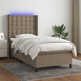 Cama box spring colchón y luces LED gris taupe 80x200 cm Cama box spring colchón y luces LED gris taupe 80x200 cm