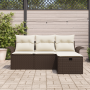 Conjunto de Sofá de Jardín de 4 Piezas con Cojines Marrón Poliratán de , Sofás de exterior - Ref: Foro24-3360179, Precio: 286...