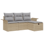 Conjunto de 4 Piezas de Sofá de Jardín con Cojines Beige de Poliratán de , Sofás de exterior - Ref: Foro24-3360181, Precio: 2...