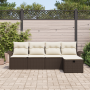 Conjunto de Sofá de Jardín de 5 Piezas con Cojines Marrón Ratán Poliéster de , Sofás de exterior - Ref: Foro24-3360189, Preci...