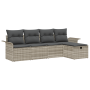 Set de Sofá de Jardín de 5 Piezas con Cojines Gris Claro Poliratán de , Sofás de exterior - Ref: Foro24-3360193, Precio: 335,...