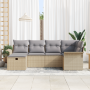 Set de Sofá de Jardín de 6 Piezas con Cojines Beige Ratán Poli de , Sofás de exterior - Ref: Foro24-3360211, Precio: 426,40 €...
