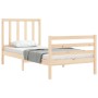 Bed frame with solid wood headboard 90x200 cm by vidaXL, Beds and slatted bases - Ref: Foro24-3193841, Price: 88,06 €, Discou...
