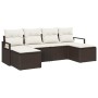 Conjunto de sofá de jardín 6 pcs Marrón Poliratán