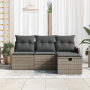 Conjunto de Sofá de Jardín de 4 Piezas con Cojines Gris Ratán Polipropileno de , Sofás de exterior - Ref: Foro24-3360280, Pre...