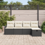 Conjunto de sofá de jardín de 5 piezas con cojines negro ratán de poliéster de , Sofás de exterior - Ref: Foro24-3360288, Pre...