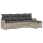Conjunto de Sofá de Jardín de 5 Piezas con Cojines Gris Claro Ratán Poliéster de , Sofás de exterior - Ref: Foro24-3360293, P...