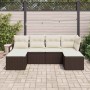 Conjunto de sofá de jardín 6 pcs Marrón Poliratán