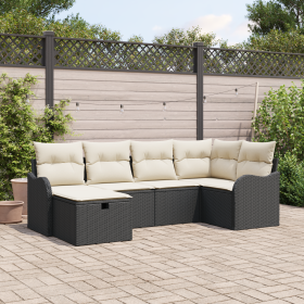 Conjunto de Sofá de Jardín de 6 Piezas con Cojines Negro Poliratán de , Sofás de exterior - Ref: Foro24-3360308, Precio: 401,...