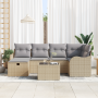 Conjunto de Sofás de Jardín de 7 Piezas con Cojines Beige de Poliratán de , Sofás de exterior - Ref: Foro24-3360321, Precio: ...