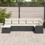 Conjunto de Sofás de Jardín de 7 Piezas con Cojines Negro Poliratán de , Sofás de exterior - Ref: Foro24-3360328, Precio: 448...