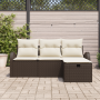 Conjunto de Sofás de Jardín de 4 Piezas con Cojines Marrón Ratán Polirratán de , Sofás de exterior - Ref: Foro24-3360379, Pre...