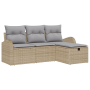 Conjunto de Sofás de Jardín de 4 Piezas con Cojines Beige Ratán Poliéster de , Sofás de exterior - Ref: Foro24-3360381, Preci...