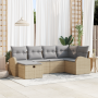Conjunto de Sofá de Jardín de 6 Piezas con Cojines Beige de Ratán de Polietileno de , Sofás de exterior - Ref: Foro24-3360411...