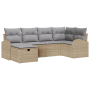 Conjunto de Sofá de Jardín de 6 Piezas con Cojines Beige de Ratán de Polietileno de , Sofás de exterior - Ref: Foro24-3360411...
