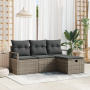 Conjunto de sofá de jardín de 4 piezas con cojines gris ratán de poliéster de , Sofás de exterior - Ref: Foro24-3360480, Prec...