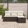 Conjunto de sofá de jardín de 4 piezas con cojines Ratán poliratan marrón de , Sofás de exterior - Ref: Foro24-3360479, Preci...