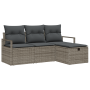 Conjunto de sofá de jardín de 4 piezas con cojines gris ratán de poliéster de , Sofás de exterior - Ref: Foro24-3360480, Prec...