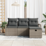Conjunto de sofá de jardín de 4 piezas con cojines gris ratán de poliéster de , Sofás de exterior - Ref: Foro24-3360480, Prec...