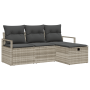 Conjunto de sofá de jardín de 4 piezas con cojines Gris claro Ratán Poliéster de , Sofás de exterior - Ref: Foro24-3360483, P...