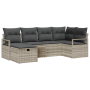 Conjunto de Sofá de Jardín de 6 Piezas con Cojines Gris Claro de Ratán Poliéster de , Sofás de exterior - Ref: Foro24-3360513...