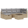 Set de Sofás de Jardín de 7 Piezas con Cojines Beige de Poliratán de , Sofás de exterior - Ref: Foro24-3360521, Precio: 473,2...