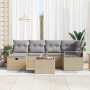 Set de Sofás de Jardín de 7 Piezas con Cojines Beige de Poliratán de , Sofás de exterior - Ref: Foro24-3360521, Precio: 473,2...