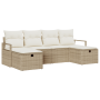 Conjunto de Sofá de Jardín de 6 piezas con Cojines Beige Poliratán de , Sofás de exterior - Ref: Foro24-3360552, Precio: 479,...