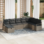 Set de Sofá de Jardín de 8 Piezas con Cojines Gris Ratán Poliéster de , Sofás de exterior - Ref: Foro24-3360560, Precio: 538,...