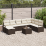 Conjunto de Sofá de Jardín de 9 Piezas con Cojines Marrón Ratán Poliéster de , Sofás de exterior - Ref: Foro24-3360569, Preci...