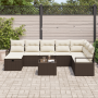 Conjunto de Sofá de Jardín de 9 Piezas con Cojines Marrón Ratán Poliéster de , Sofás de exterior - Ref: Foro24-3360569, Preci...