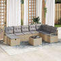 Conjunto de Sofá de Jardín de 9 Piezas con Cojines Beige Ratán Poliéster de , Sofás de exterior - Ref: Foro24-3360571, Precio...