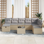 Conjunto de Sofá de Jardín de 9 Piezas con Cojines Beige Ratán Poliéster de , Sofás de exterior - Ref: Foro24-3360571, Precio...