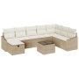 Juego de Sofá de Jardín de 9 Piezas con Cojines Beige Poliratán de , Sofás de exterior - Ref: Foro24-3360672, Precio: 660,16 ...