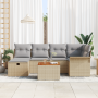 Juego de Sofás de Jardín de 7 Piezas con Cojines Beige de Ratán Sintético de , Sofás de exterior - Ref: Foro24-3360787, Preci...