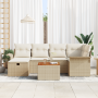 Conjunto de Sofá de Jardín de 7 Piezas con Cojines Beige Poliratán de , Sofás de exterior - Ref: Foro24-3360788, Precio: 503,...